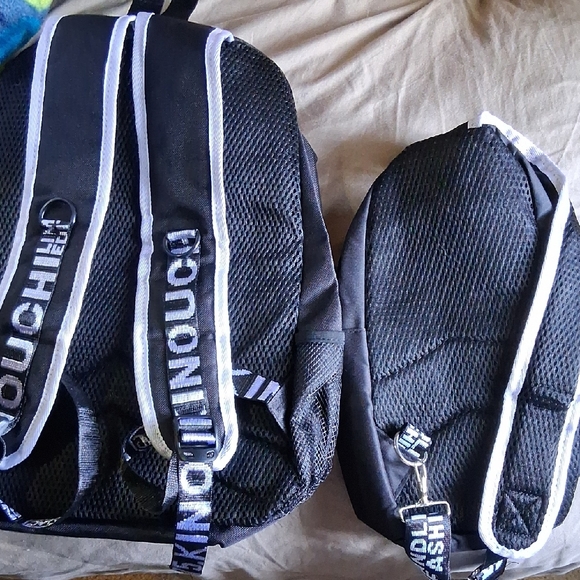 YOU GET BOTH.Stylish Black Backpack with Graphic Design NWOT - Picture 5 of 11